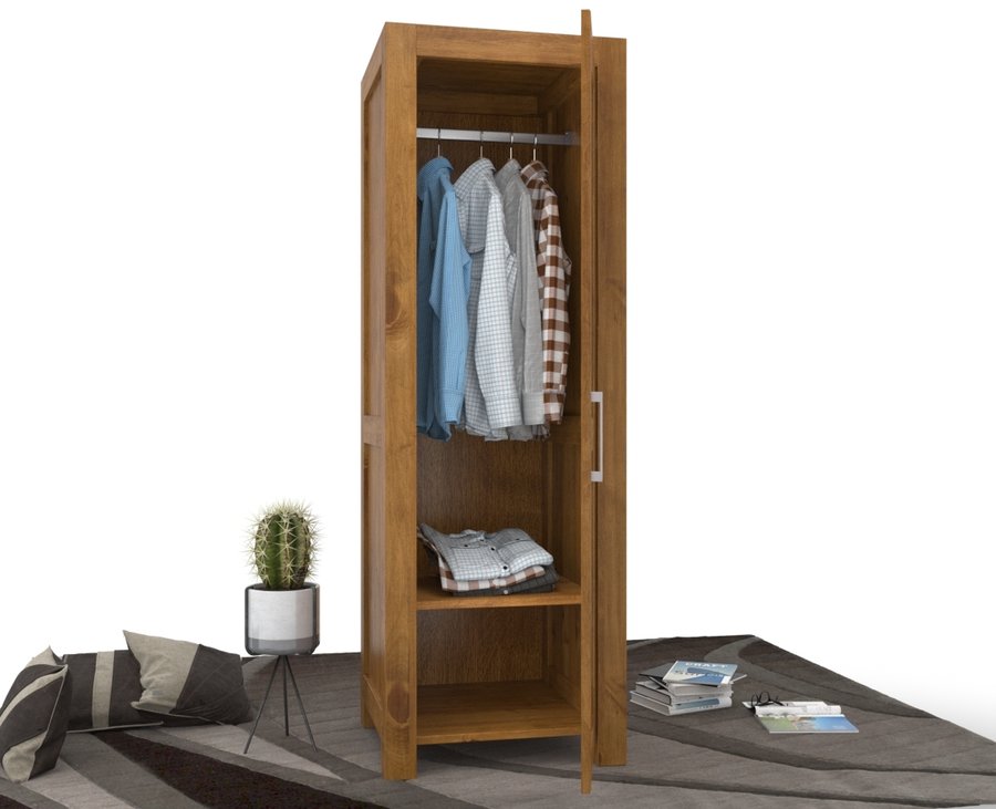 NATURA Kleiderschrank 1-Türig mit Kleiderstange Massivholz