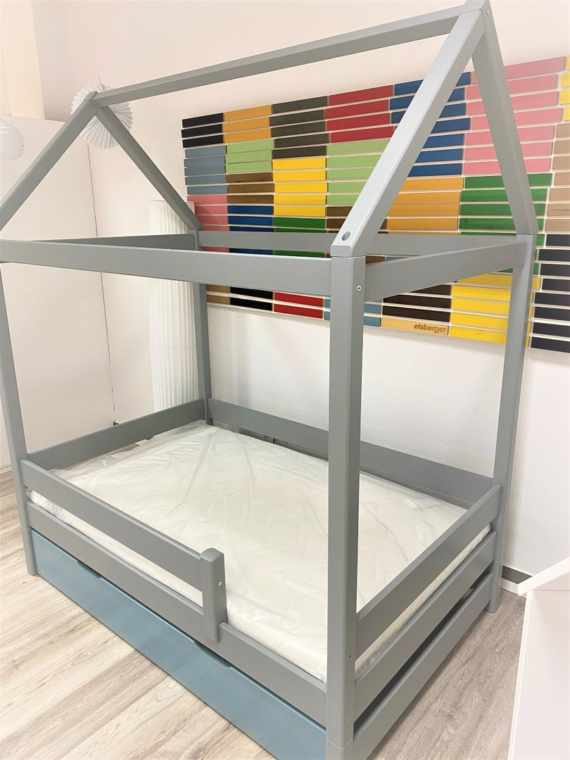 Solis Kinderbett - Hausbett inkl. Bio-Matratze | Massivholz | Naturholz | 100% Bio-Bett