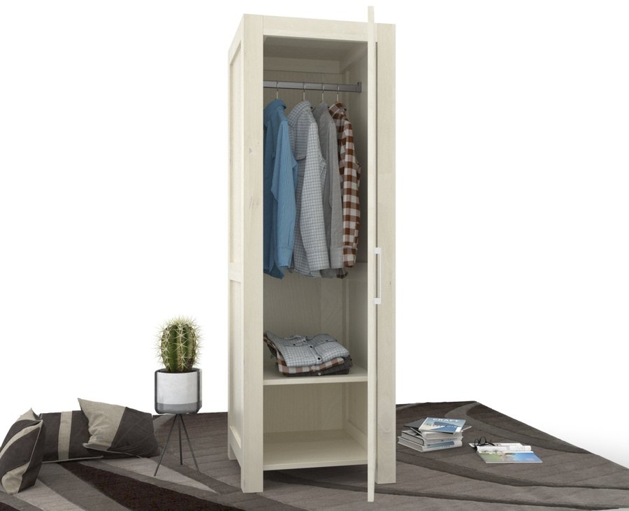 NATURA Kleiderschrank 1-Türig mit Kleiderstange Massivholz