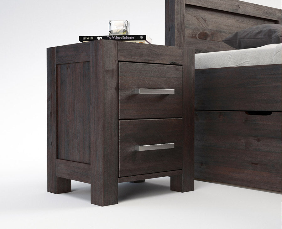 NATURA-VERSO Massivholz Nachttisch mit 2-Schubladen