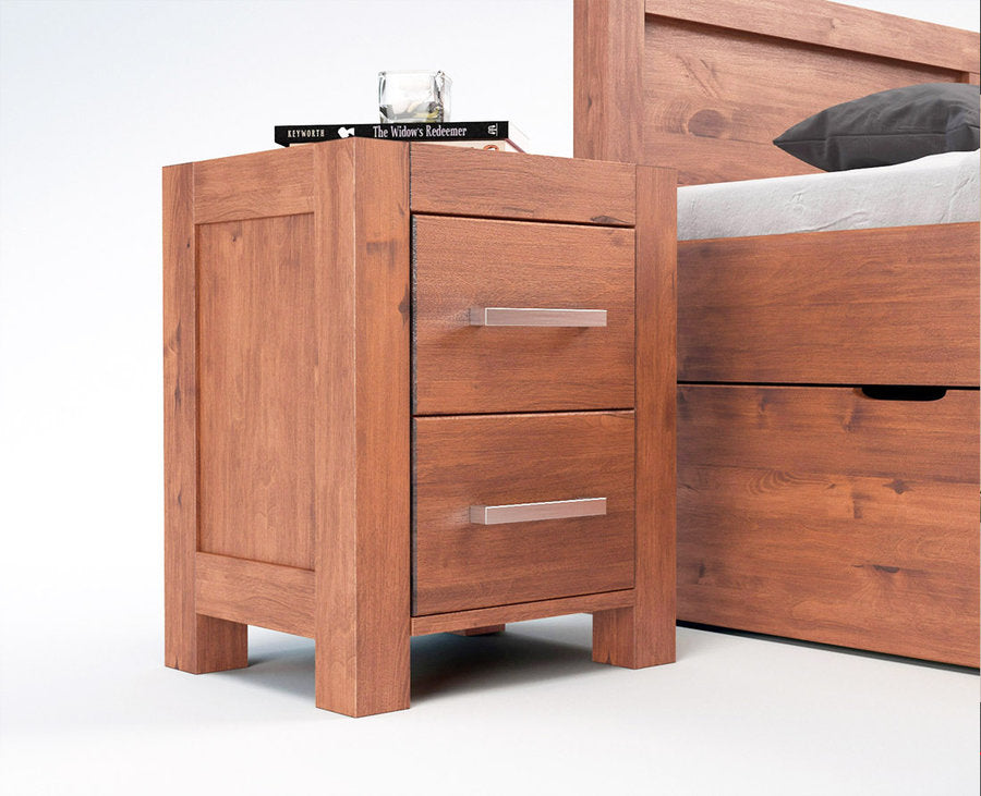 NATURA-VERSO Massivholz Nachttisch mit 2-Schubladen