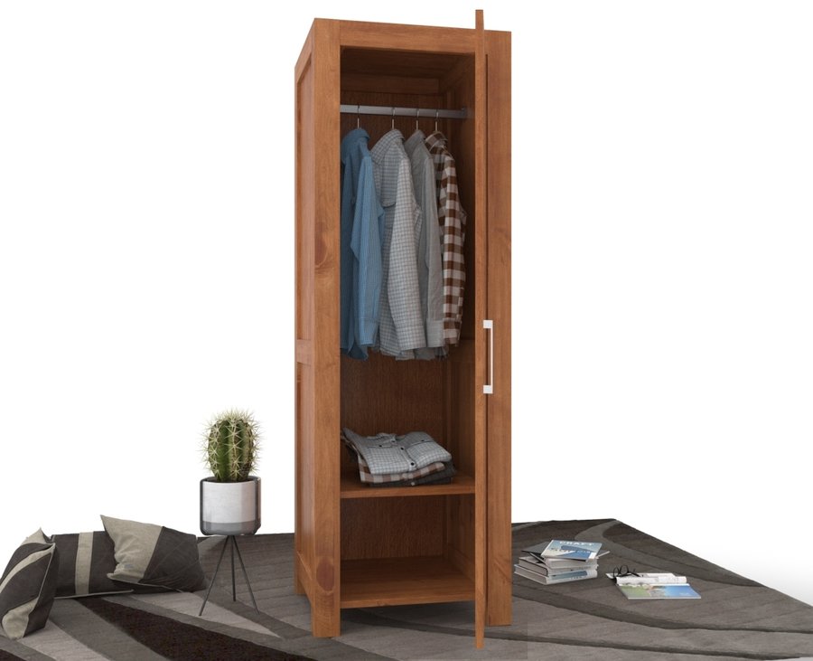 NATURA Kleiderschrank 1-Türig mit Kleiderstange Massivholz