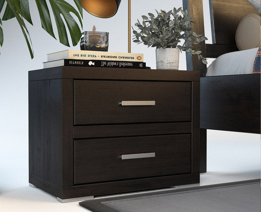 Pedenza Massivholz Nachttisch mit 2-Schubladen