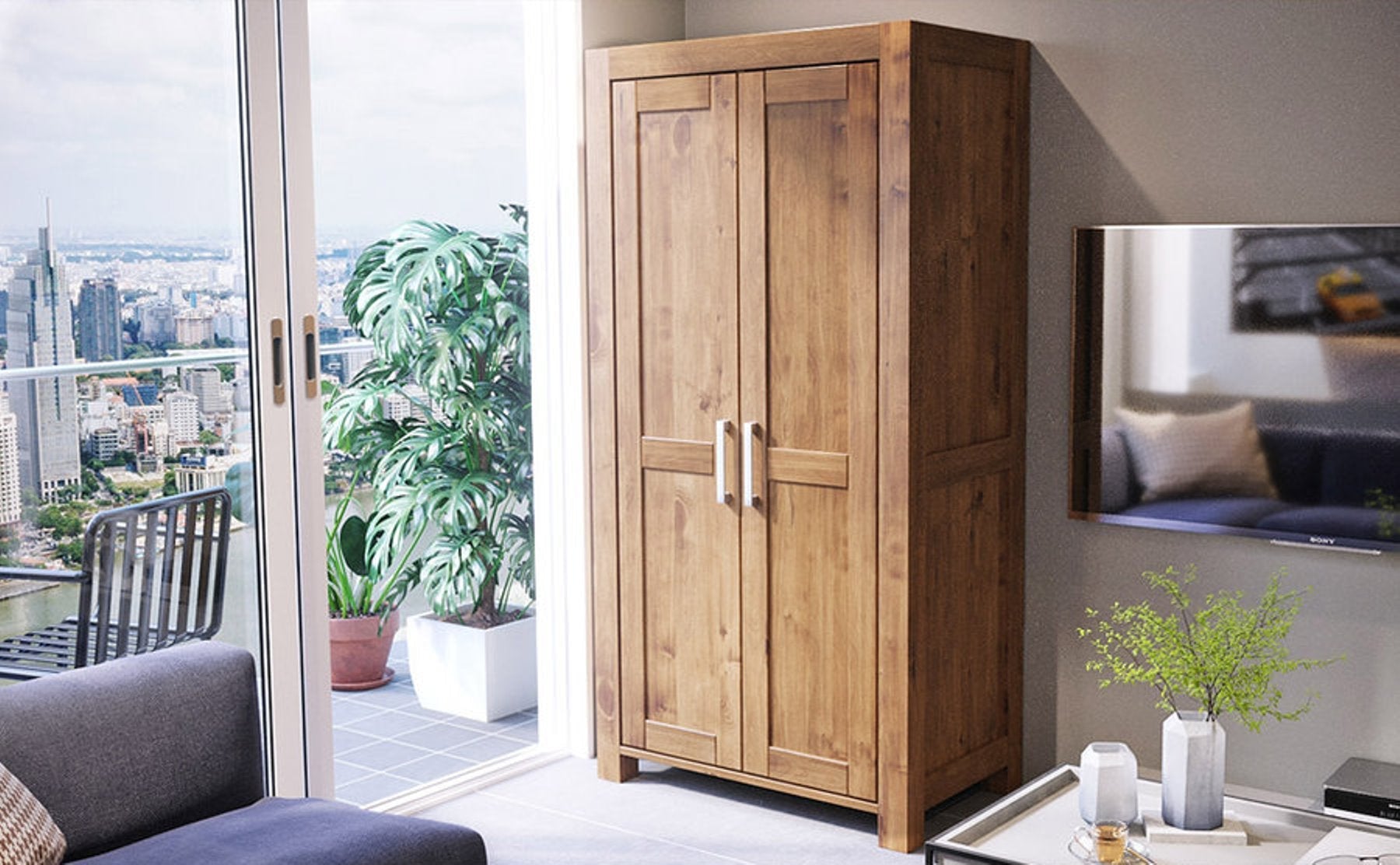 NATURA Kleiderschrank 2-Türig Massivholz