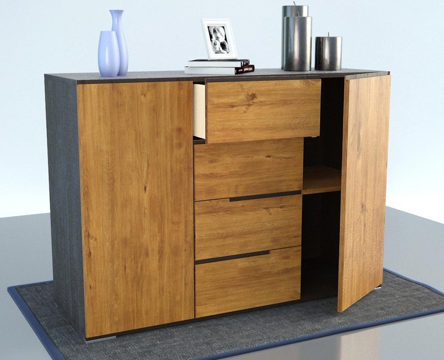 ARDEA Massivholz Schubladen Kommode