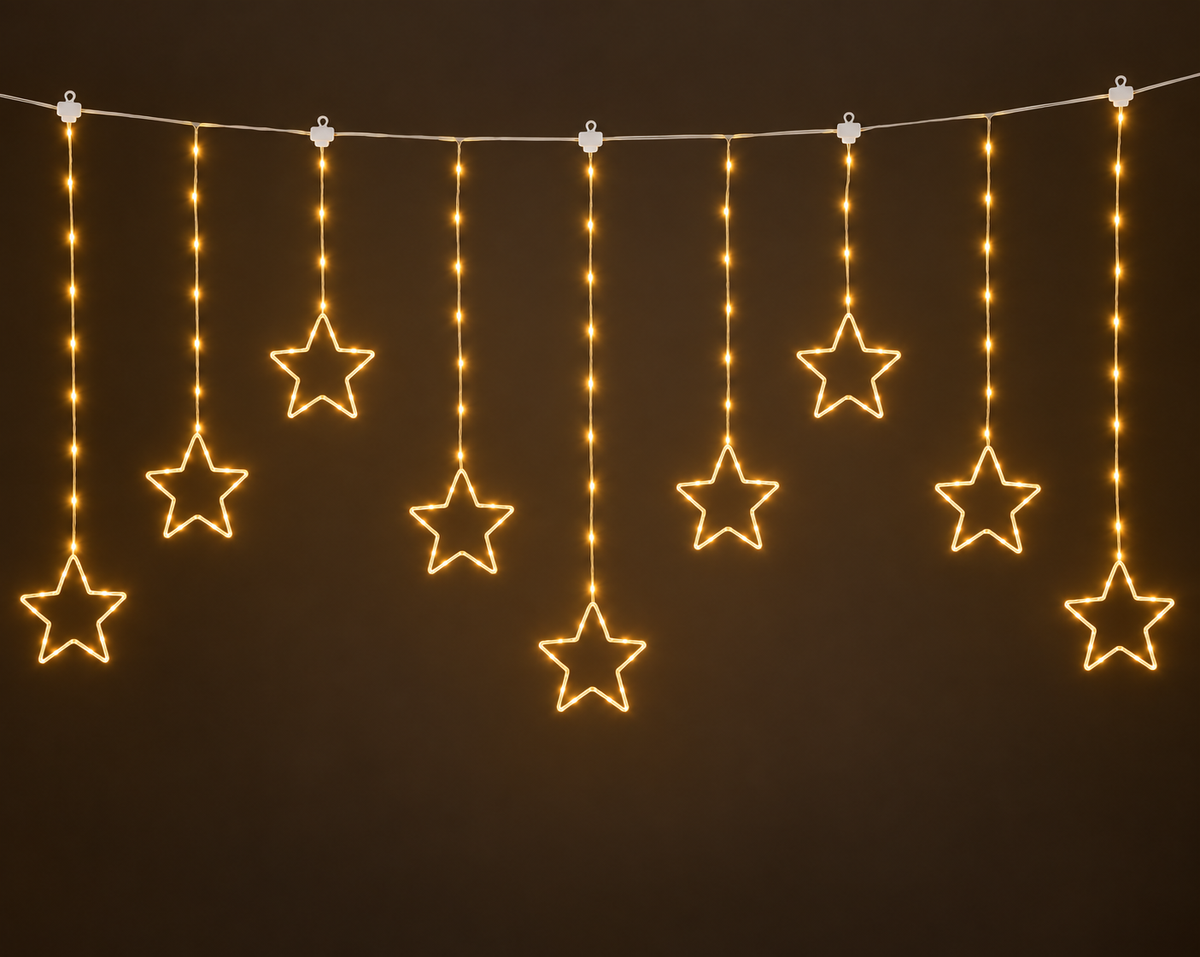 LED Lichtvorhang Sternenglanz warmweiß 156 LEDs 120 cm für Innen und Außen