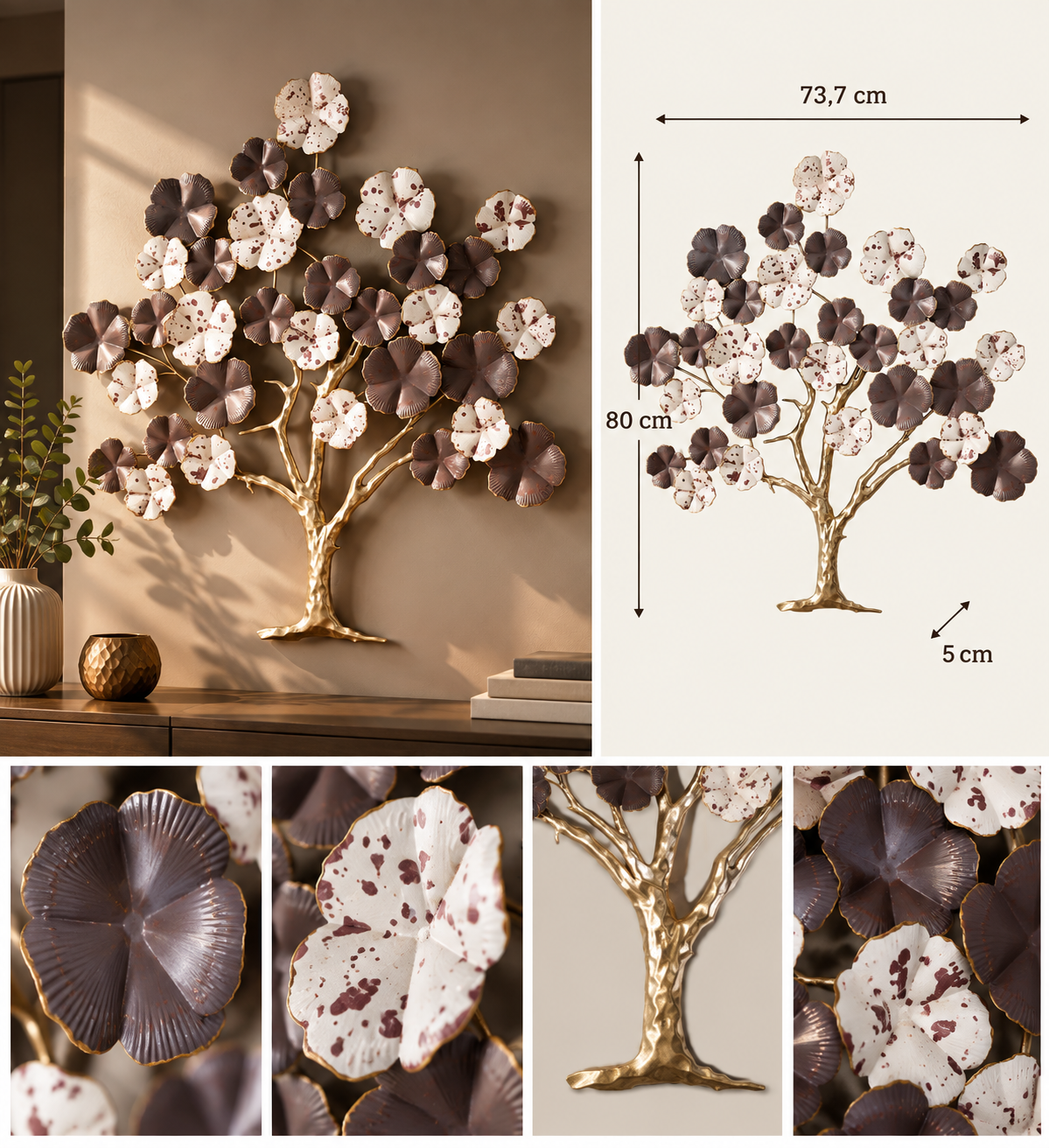 Wanddekoration Purpy Baum mit Blüten mehrfarbig 80 cm