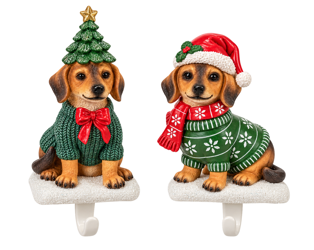 Weihnachtssocken Haken Hunde Winterfreunde 2er Set 16,5 cm