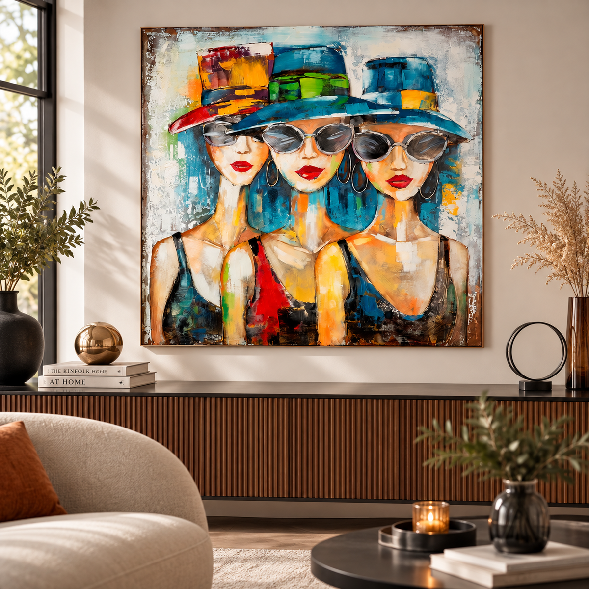 Metallbild Red Lips Society quadratisch mehrfarbig 100 x 100 cm