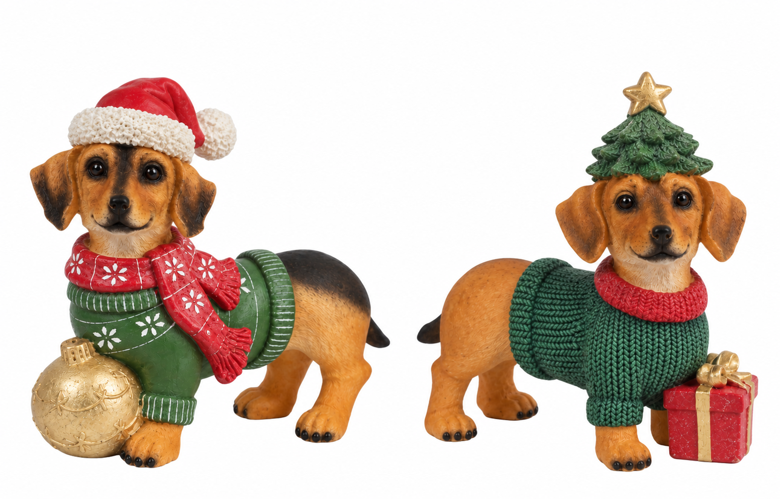 Weihnachtsfiguren Dackel Theo und Fiete 20 cm 2er Set