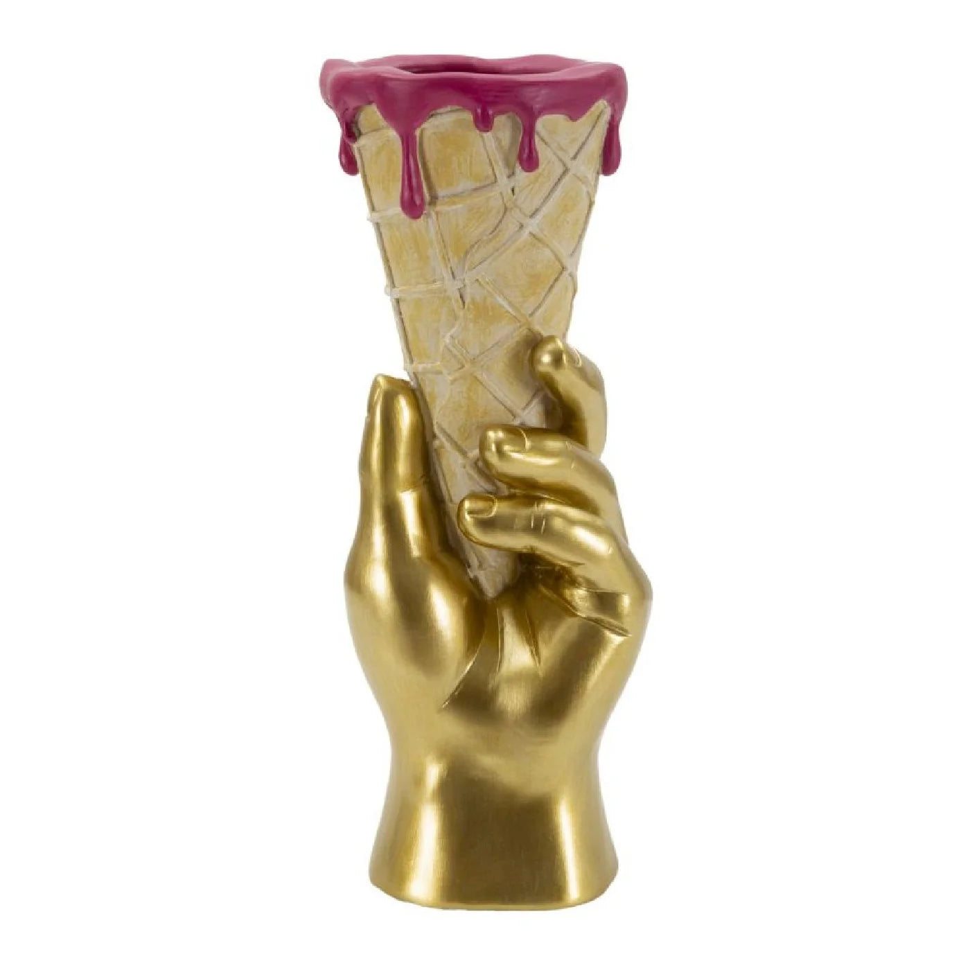 Dekovase Icecream Glamy Goldhand Pink Objekt 31cm