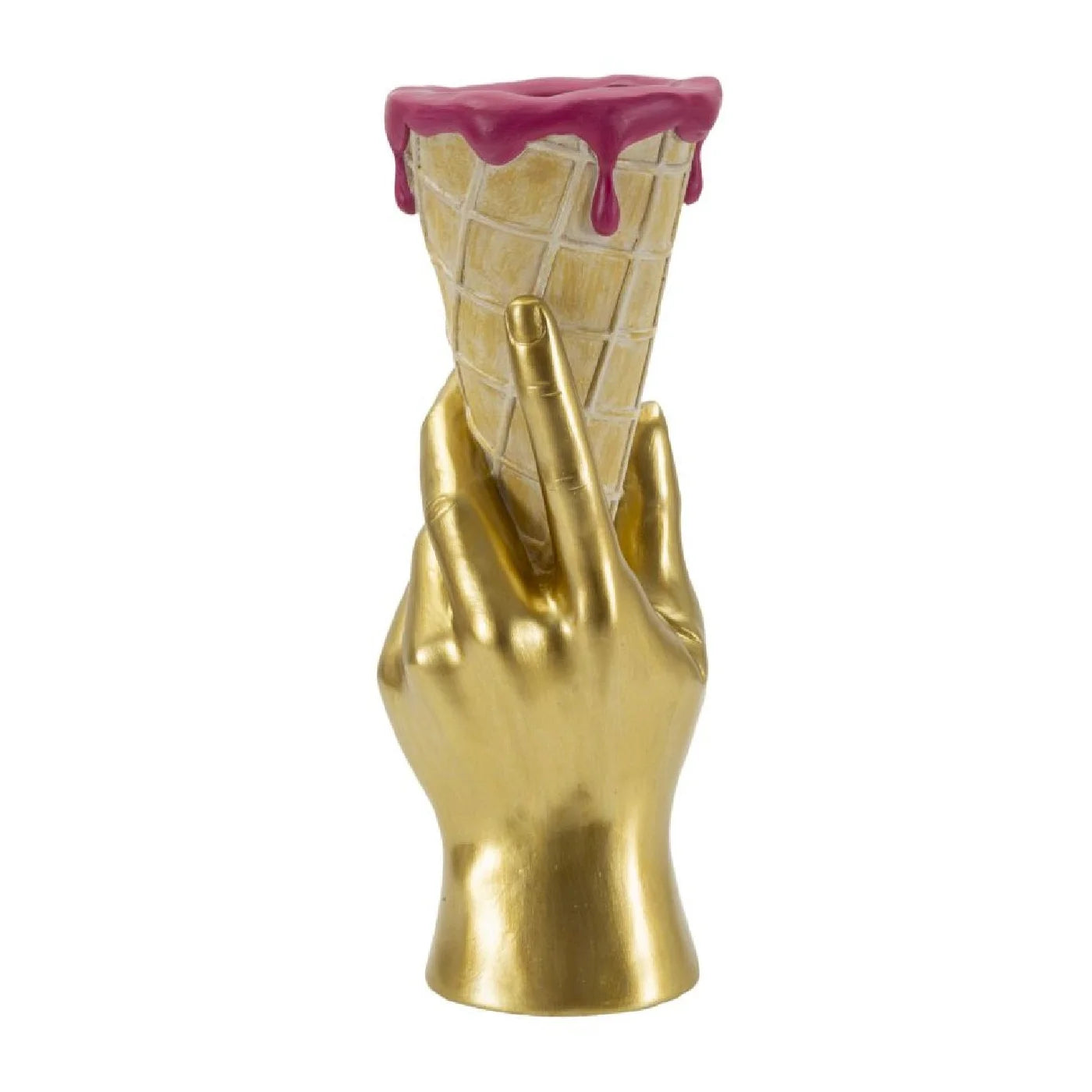 Dekovase Icecream Glamy Goldhand Pink Objekt 31cm