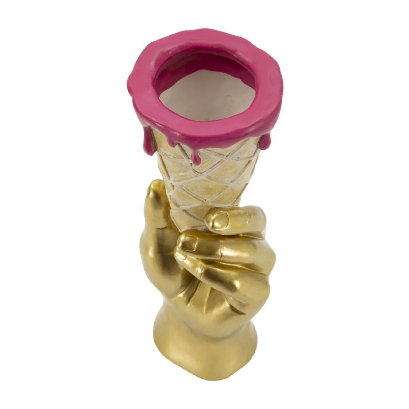 Dekovase Icecream Glamy Goldhand Pink Objekt 31cm