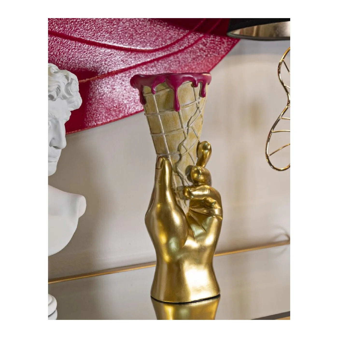 Dekovase Icecream Glamy Goldhand Pink Objekt 31cm