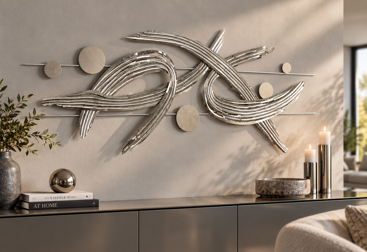 Metall Wanddeko Mondrian silberfarben 121 cm