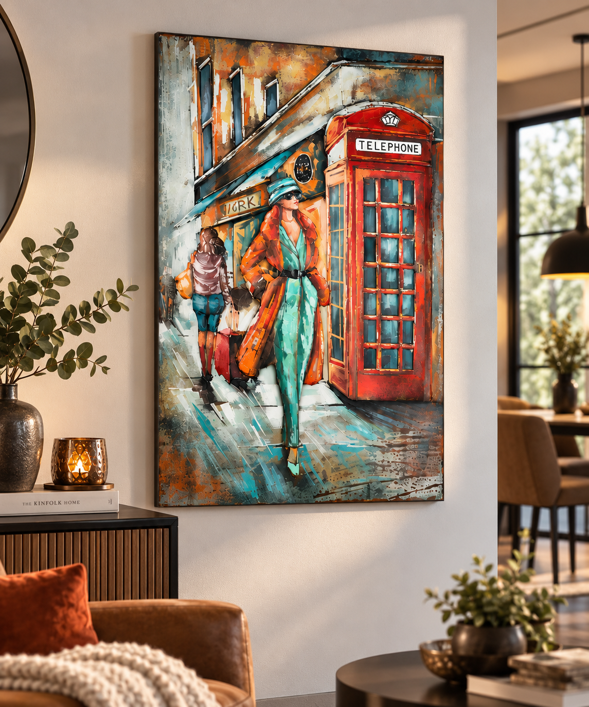 Metallbild English Call rechteckig grau rot 80 x 120 cm