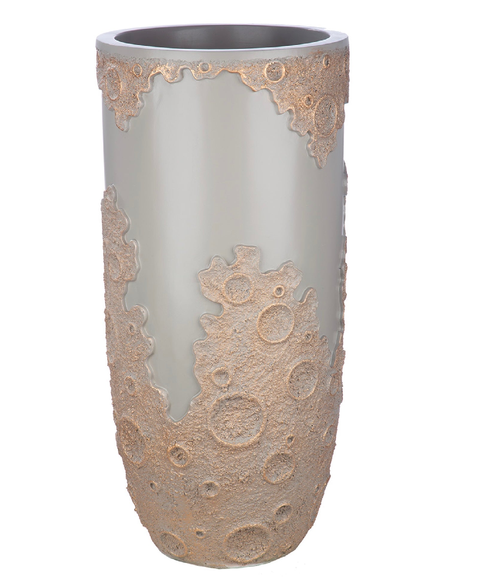 Übertopf XXL Lunaris Mond Design Rund Beige Grau