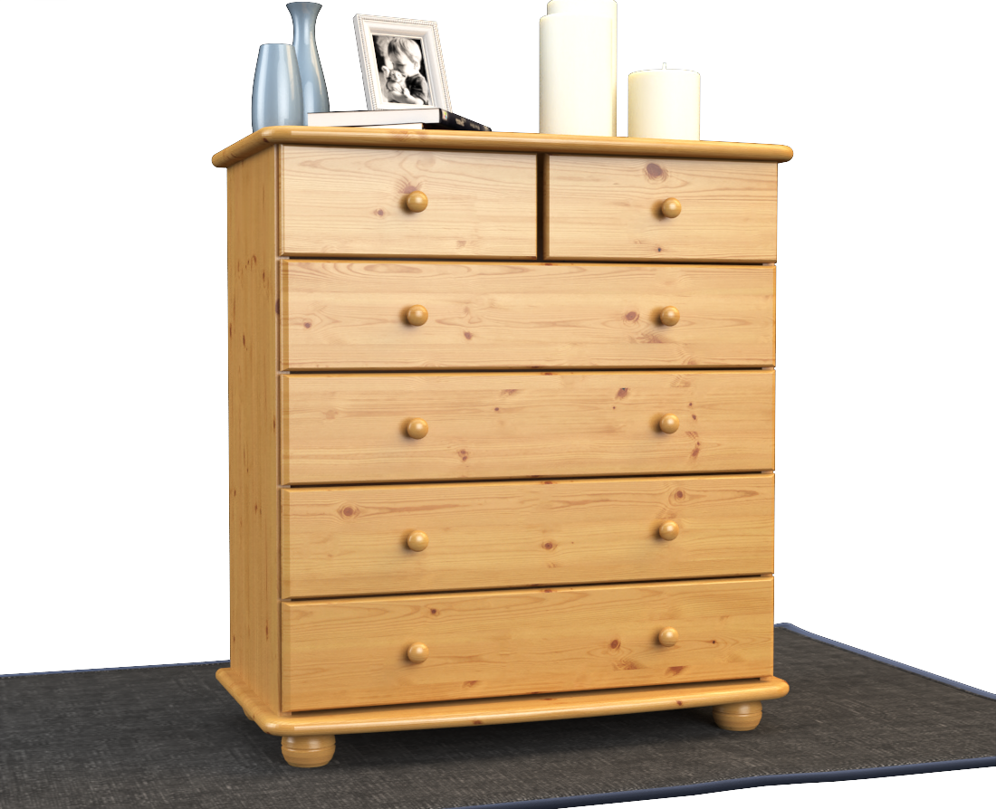 Anika Kommode Sideboard | Anrichte | 6-Schubladen | 100% Bio Kiefer Massivholz