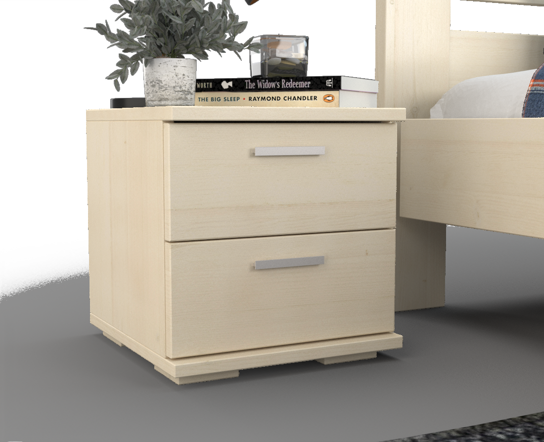 Nobis Kiefer Massivholz Nachttisch Nachtschrank | 2-Schubladen | 100% Bio Kiefer