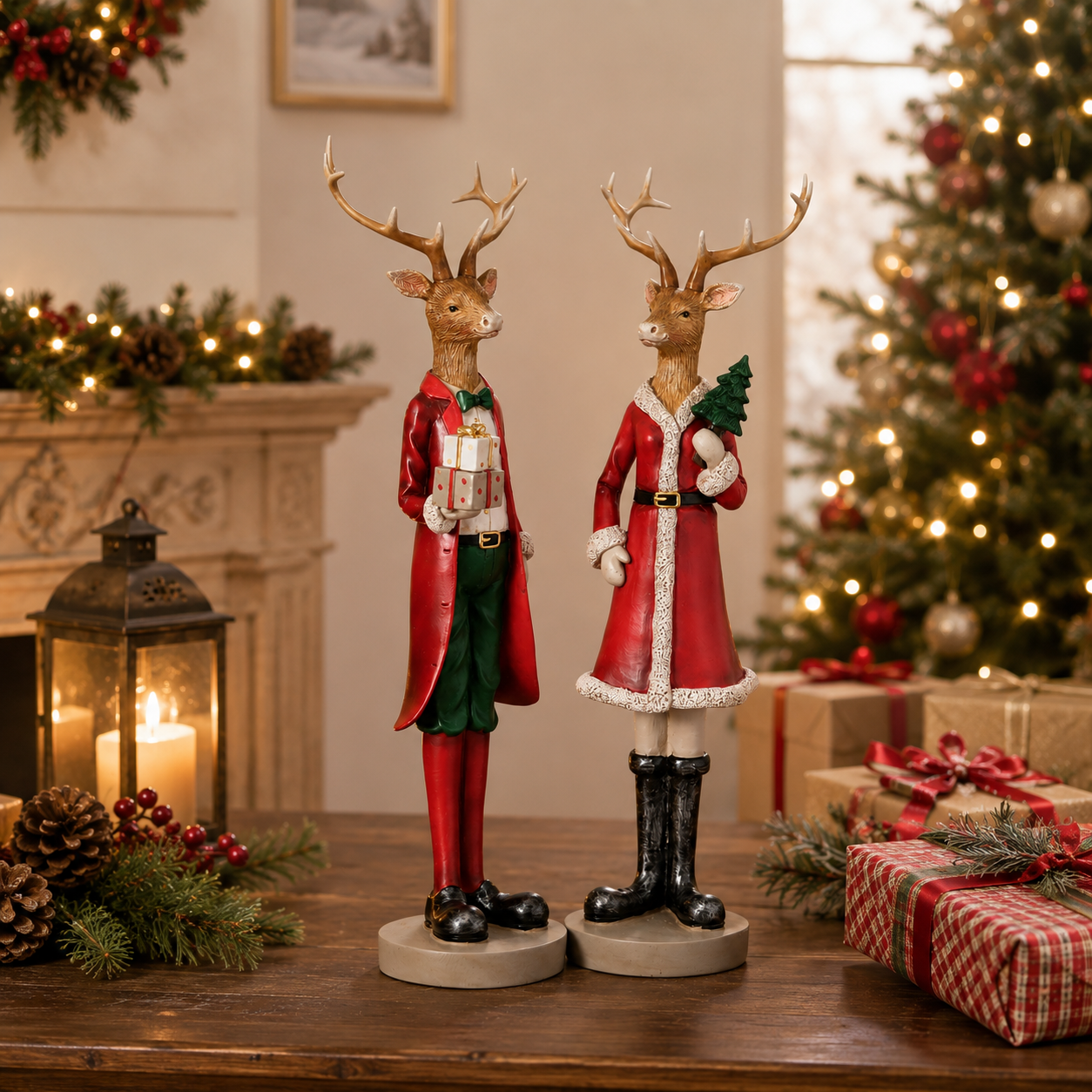 Weihnachtsfiguren Hirsch Noelio 2er Set 43,5 cm