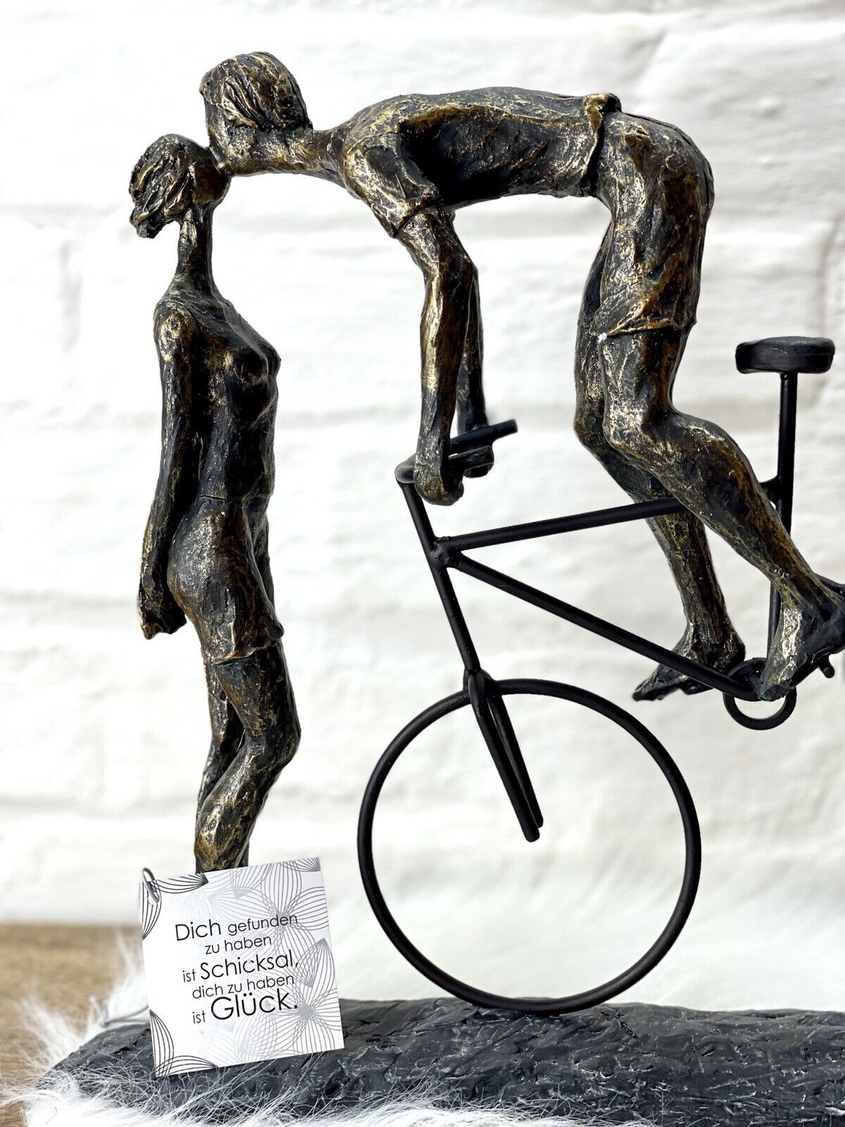 XXL Dekoobjekt Figur Skulptur Küss Mich Kiss me Fahrradfahrer Liebespaar H: 36cm