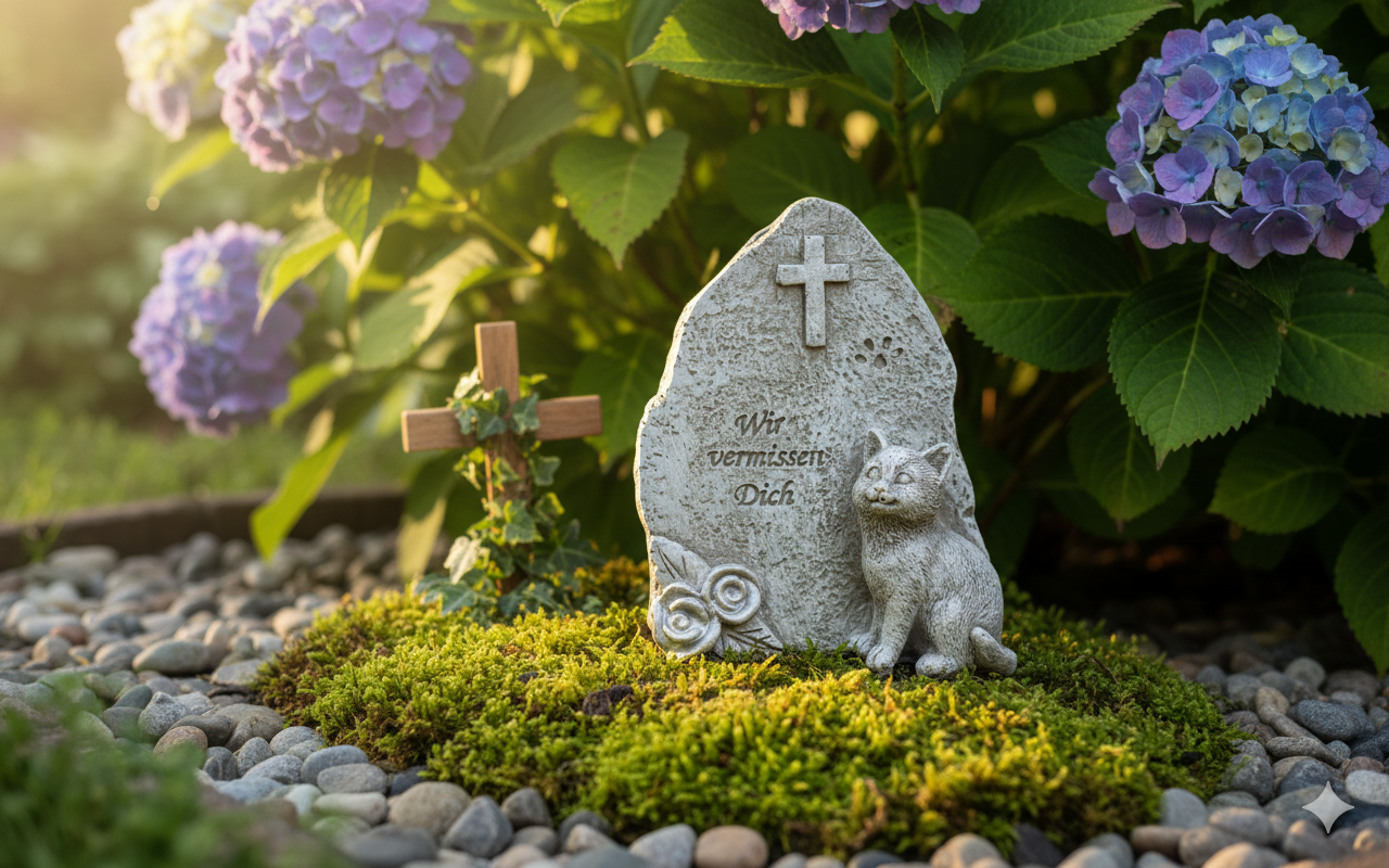 Gedenkstein Gentle Soul Katze Wir Vermissen Dich 11cm Polyresin Grau