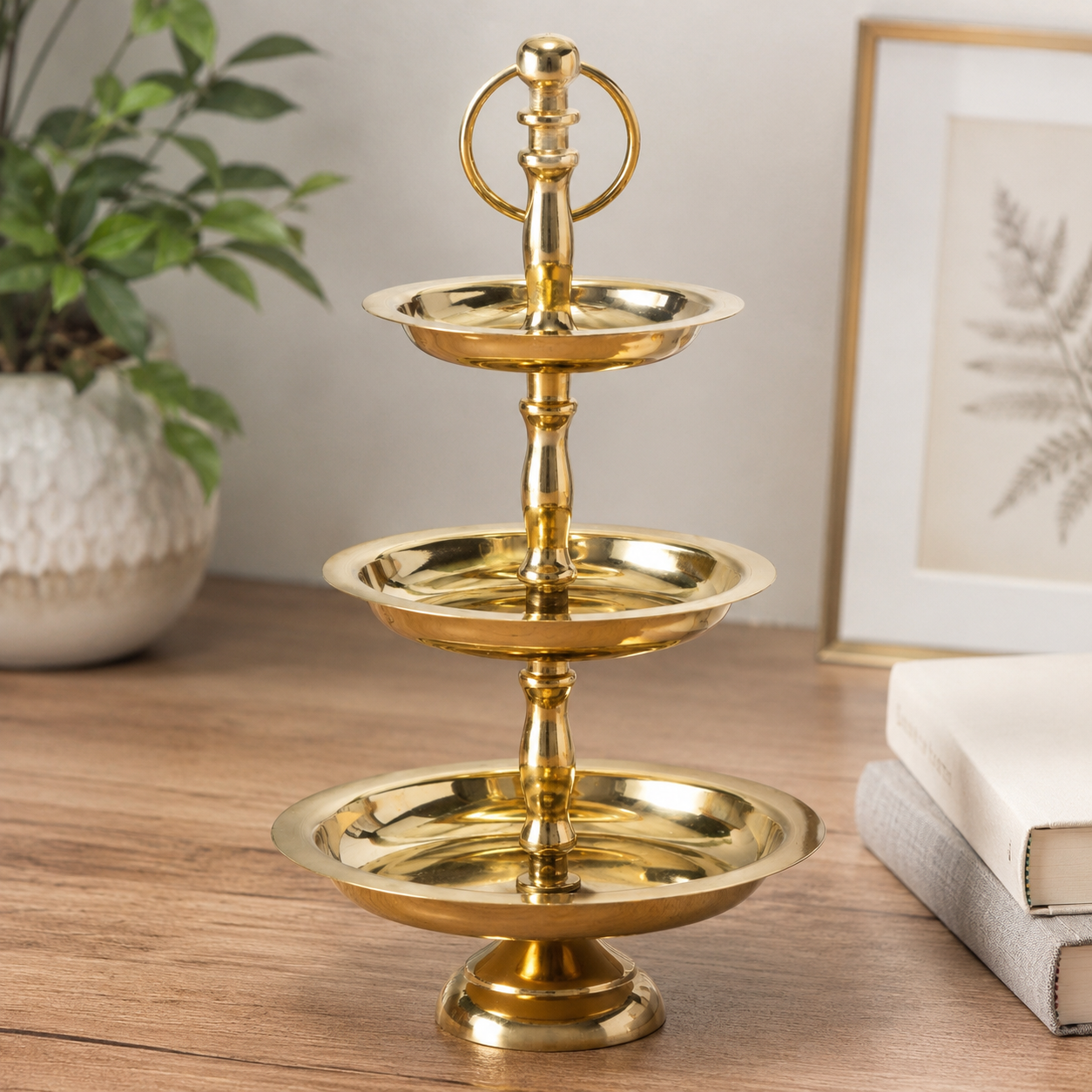 Three-Tier Maravelle Gold Metal Etagere