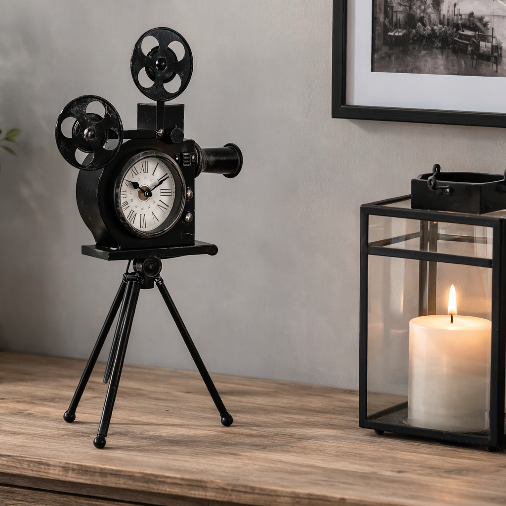 Camaro Standuhr Videokamera Schwarz Metall