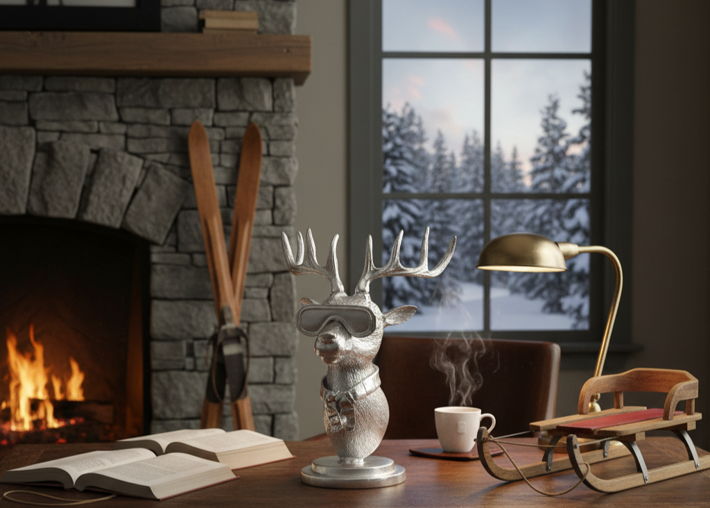 Silver Trendstag Hirschfigur Silber 49cm Aluminium Handgefertigt Modern