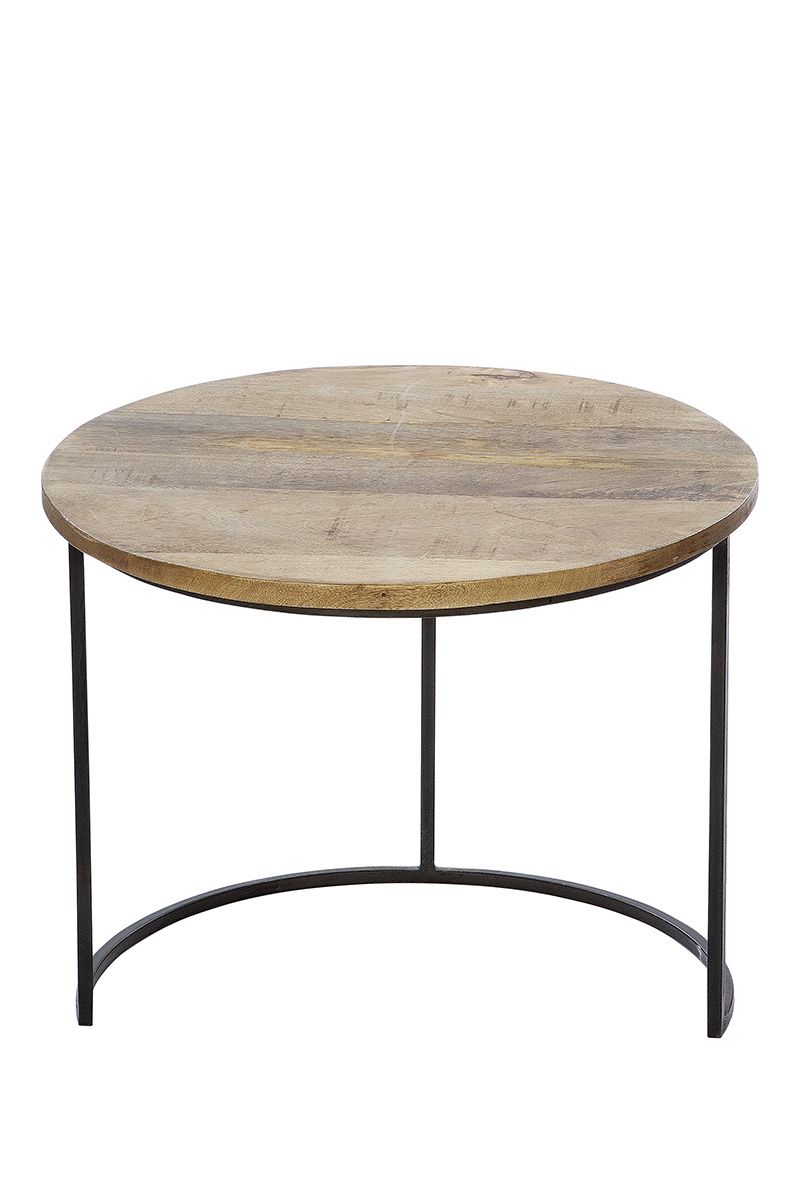 Holz Tisch Set rund Camara Platten aus Mangoholz Gestell in schwarz