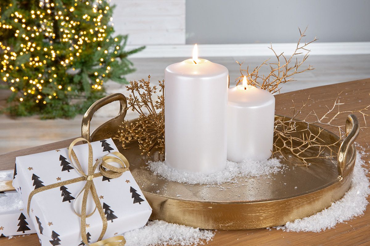 Aluminium Dekotablett Tablett Coin Goldfarben 34cm