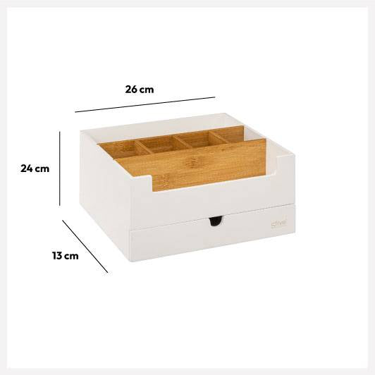Natureo Organizer mit 1 Schublade - Handgefertigter Bambus-Holz-Organizer für eine saubere und organisierte Arbeitsumgebung