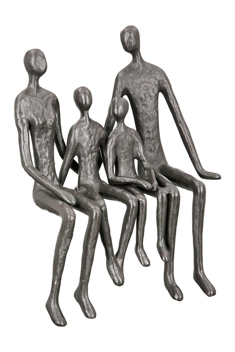 Eisen Design Skulptur Kantensitzer Familie mit Spruchkarte