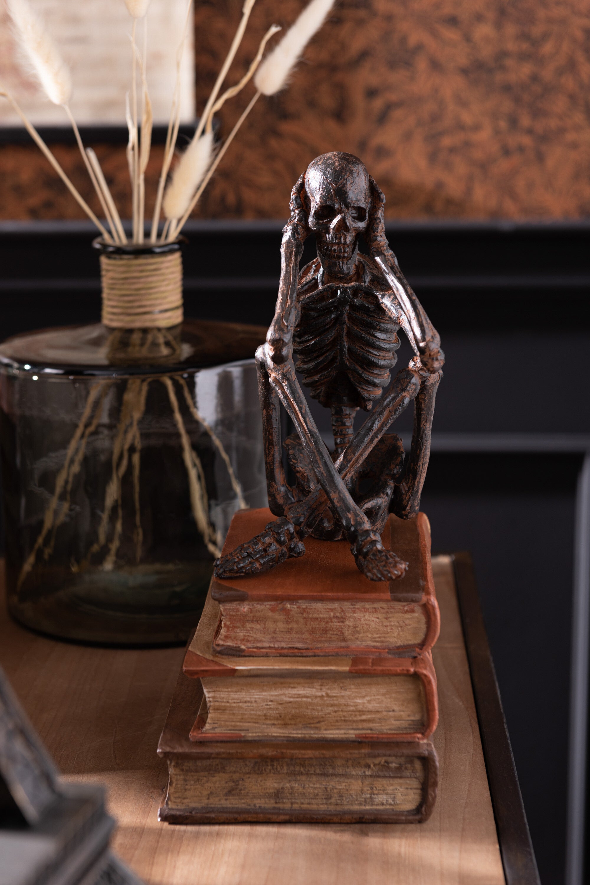 Skelett Figuren 3er Set Sehen Hören Schweigen 23cm Aus Polybronze Deko Halloween