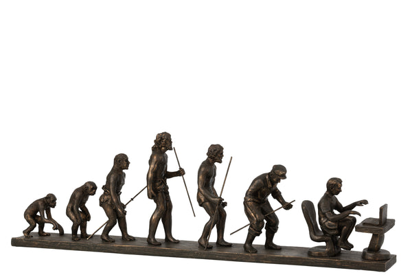 Die Evolution des Menschen in Bronze Handgefertigte Skulptur zeigt den Fortschritt der Menschheit von Affen zu Computerfreaks