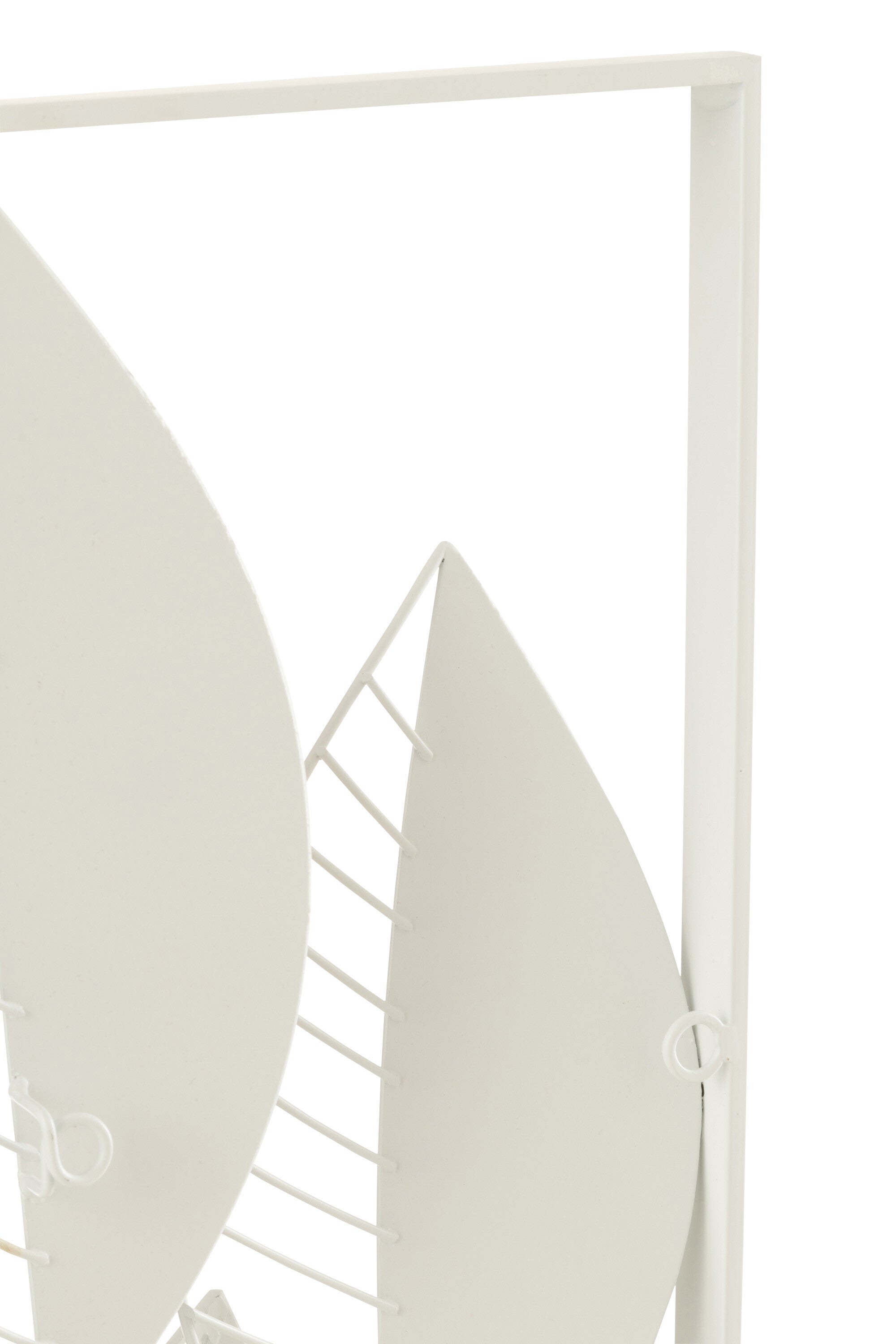 Edle Blätter Wanddeko aus Metall/Bambus in Weiß