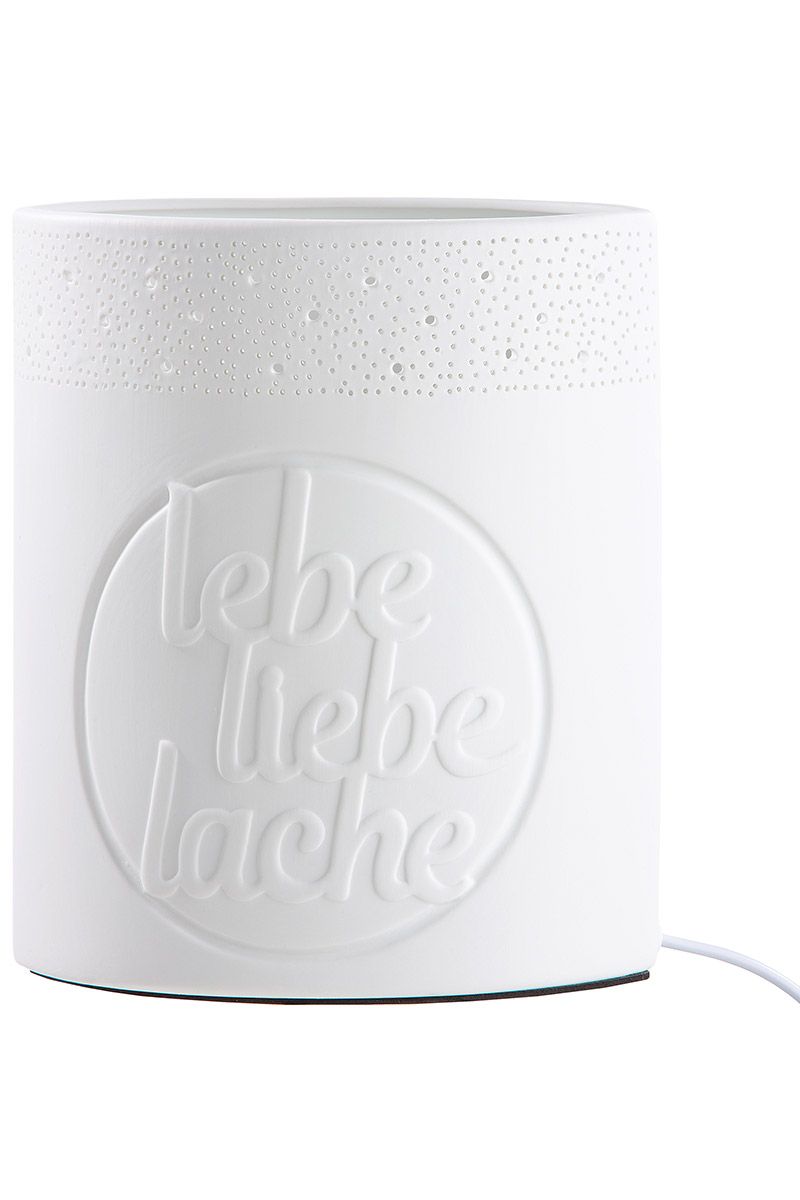 Porzellan Lampe lebe liebe lache - Ein Symbol für Lebensfreude