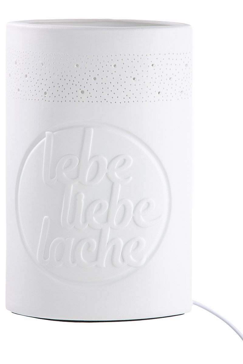 Porzellan Lampe lebe liebe lache - Ein Symbol für Lebensfreude 28.5cm
