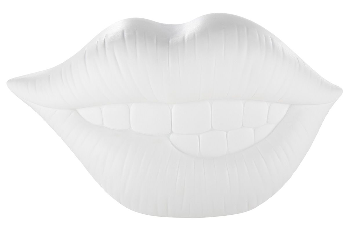 Gilde Lampe Mund Porzellan weiß Street Art