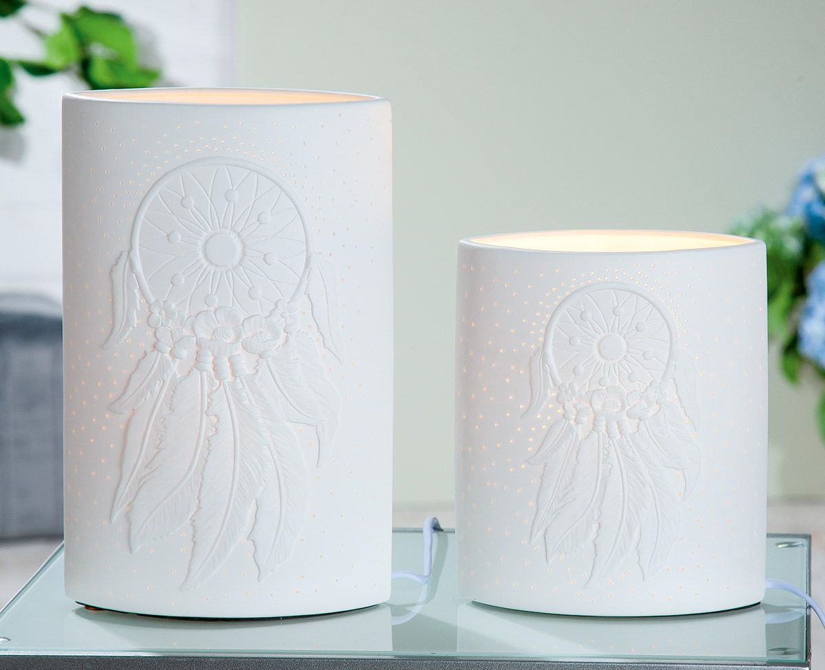 Porzellan Lampe Traumfänger Höhe 28cm