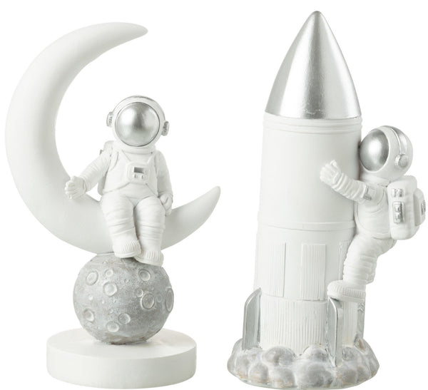 2er Set Astronaut Figuren auf dem Mond Rakete Spardose Höhe 19.5cm