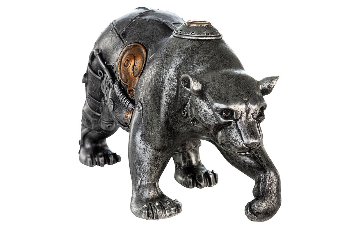 2er Set Poly Skulptur Steampunk Bear Bär Breite 25cm