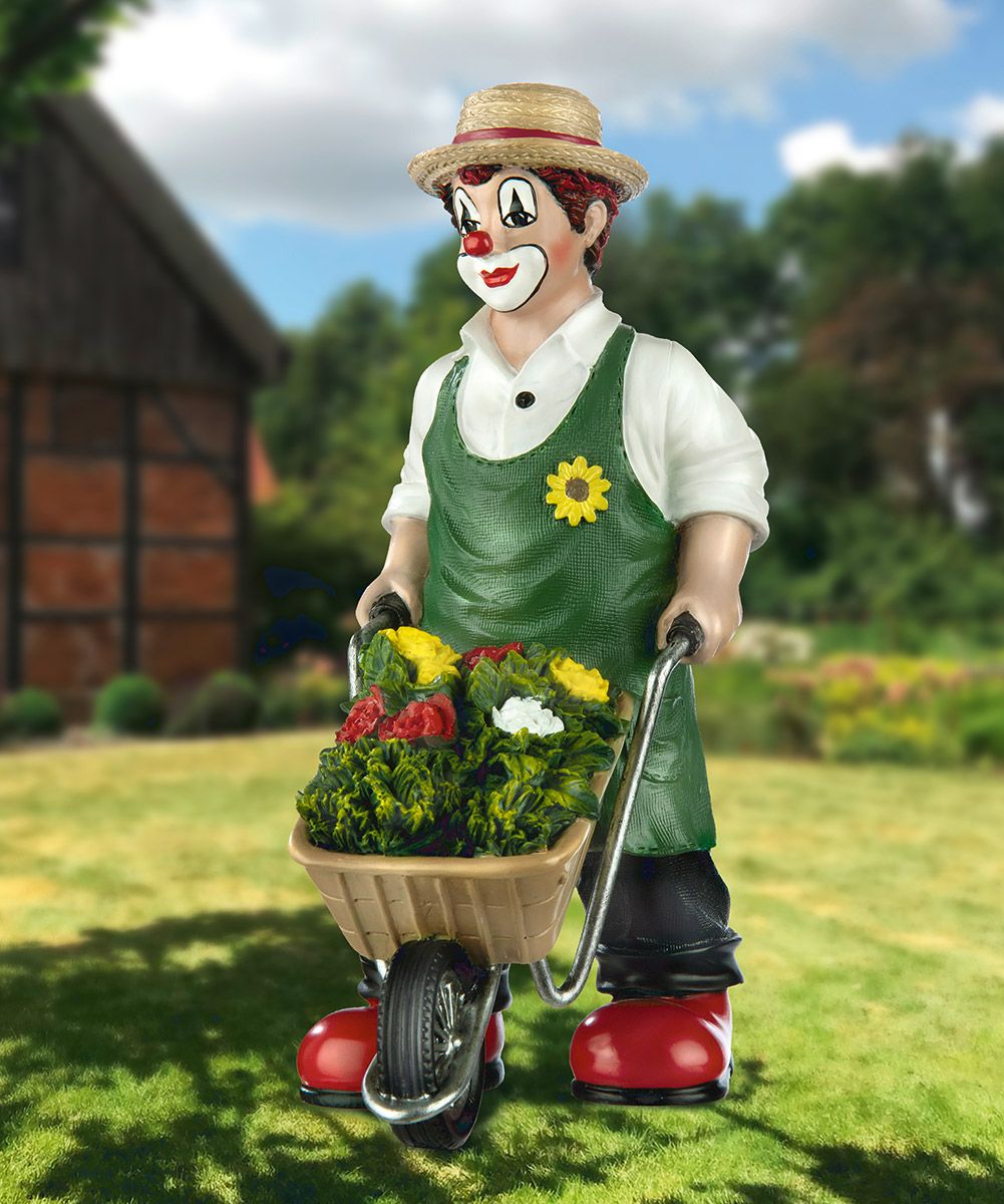Clown Gartenglück - Handgefertigte Sammlerfigur für Garten- und Clown Liebhaber