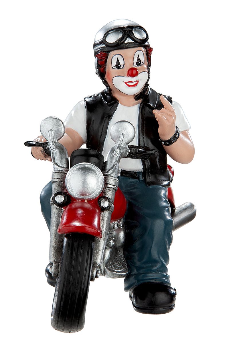 Der Heavy Biker - Handbemalte Clown Deko Figur auf einem Motorrad