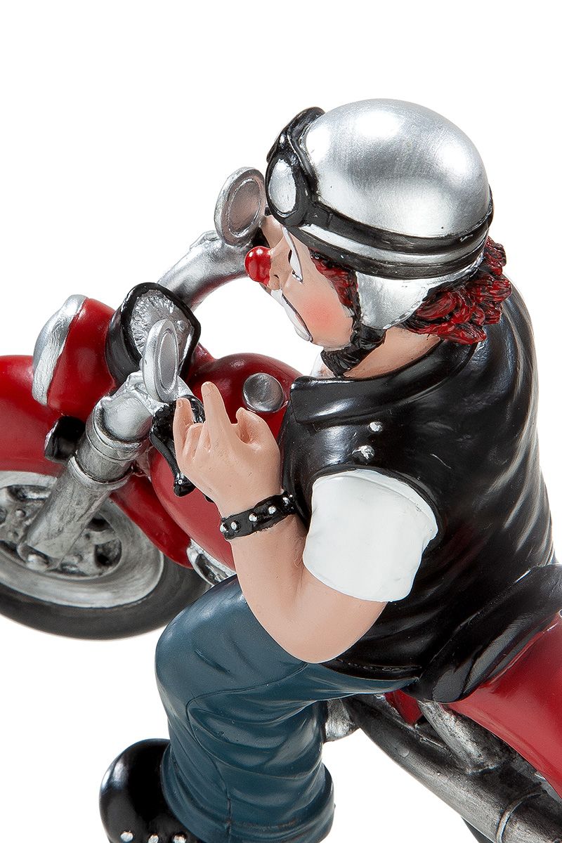 Der Heavy Biker - Handbemalte Clown Deko Figur auf einem Motorrad