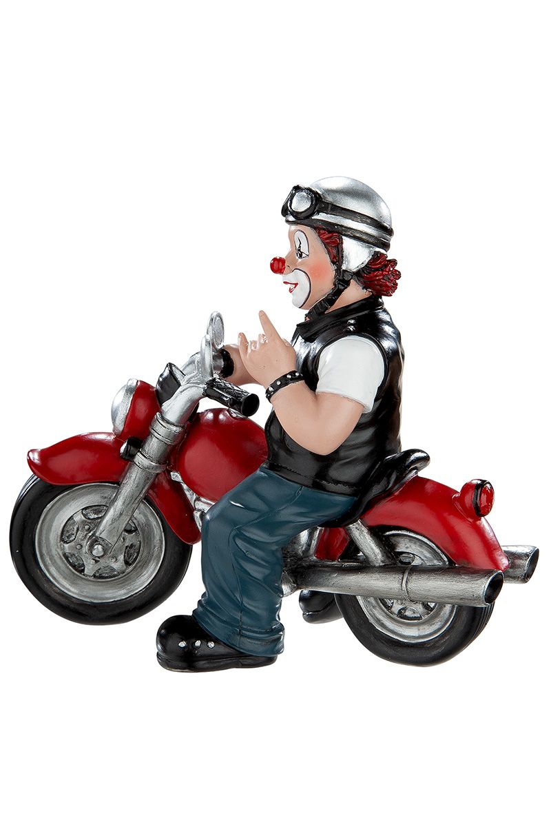 Der Heavy Biker - Handbemalte Clown Deko Figur auf einem Motorrad