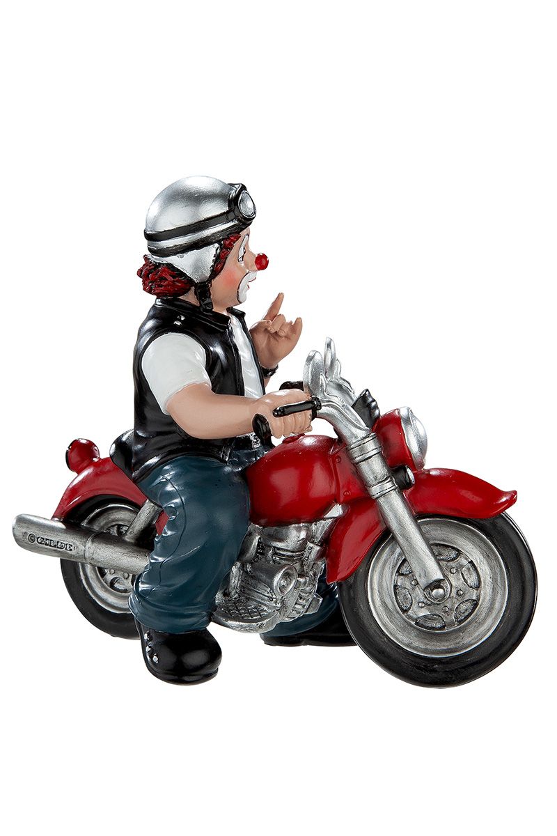 Der Heavy Biker - Handbemalte Clown Deko Figur auf einem Motorrad