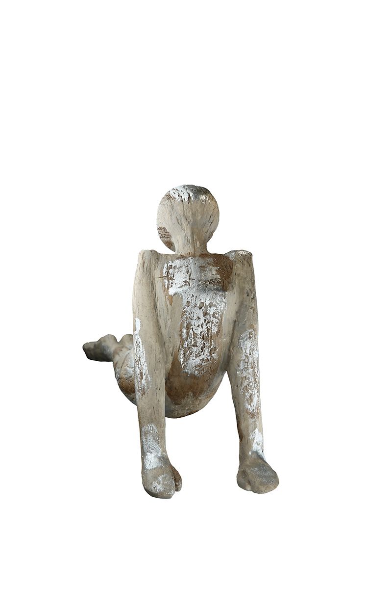 2er Set Poly Figur Yoga Frau Hände zum Boden Breite 39cm silberfarben