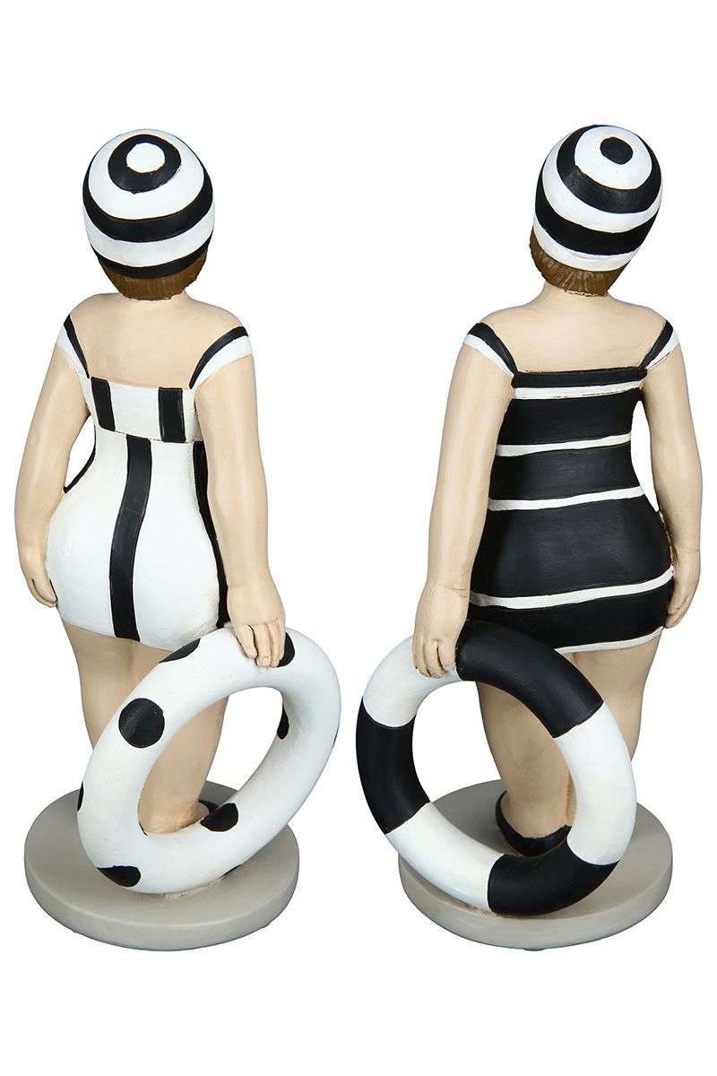 4tlg Maritime Strandschönheiten, 20,5cm Kunstharz Figuren auf Base