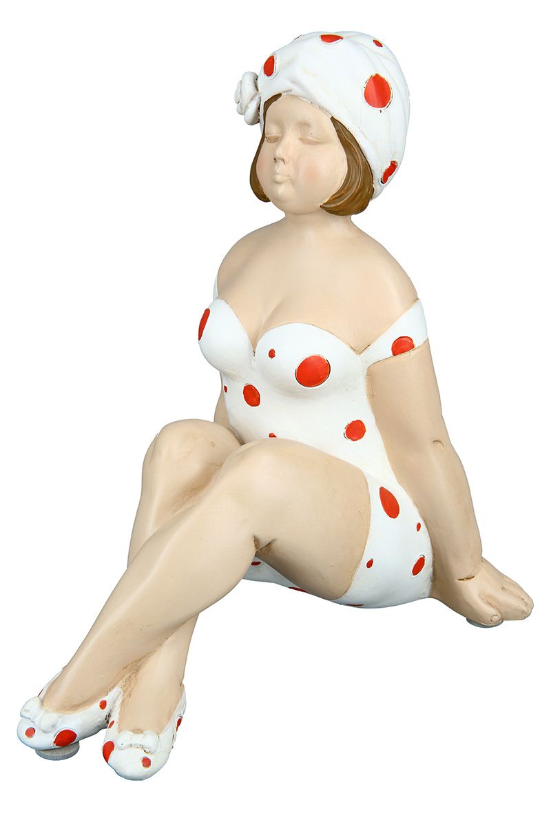 2tlg. Poly Figur "Becky" rot/weiß Kantensitzer